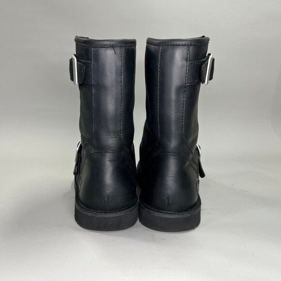 UGG Gallatin Boots Mens Size 8 Black Leather Buckle Motorcycle Moto Biker Winter